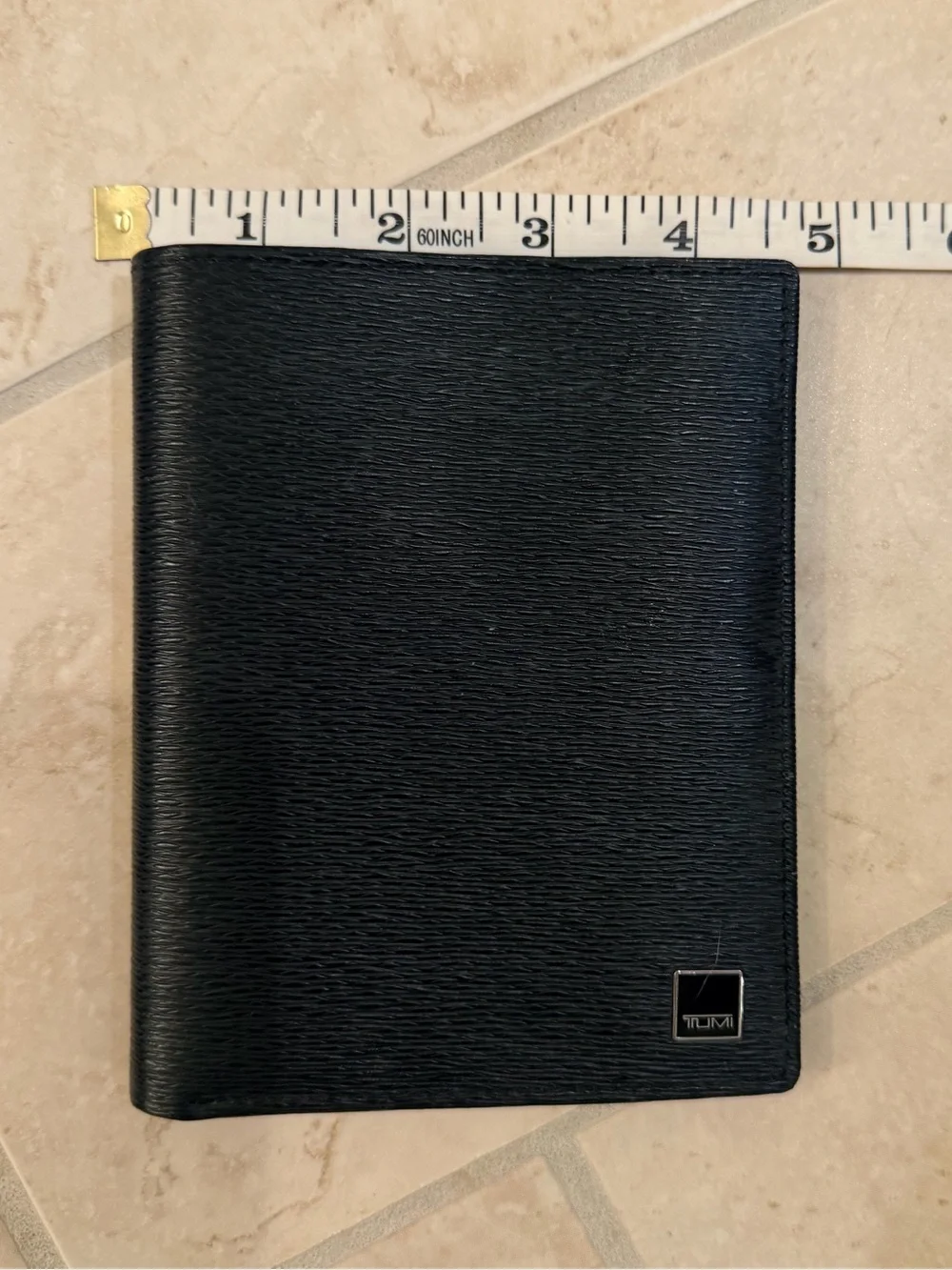 Tumi Black Textured Leather Passport Case and Wallet